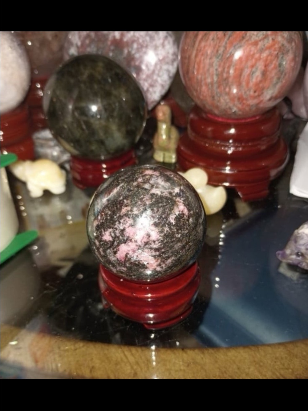 Icy Rhodonite Sphere